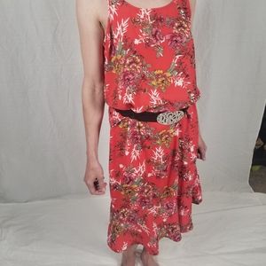Pink Rose Red Floral Sundress